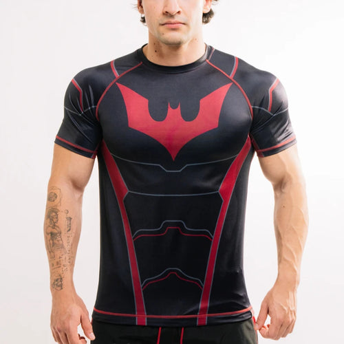 2026 DC New Batman Beyond Muscle Sports Short Sleeve Men's MMA Series Fitness T-shirt Top Breathable and Quick-Dry Design