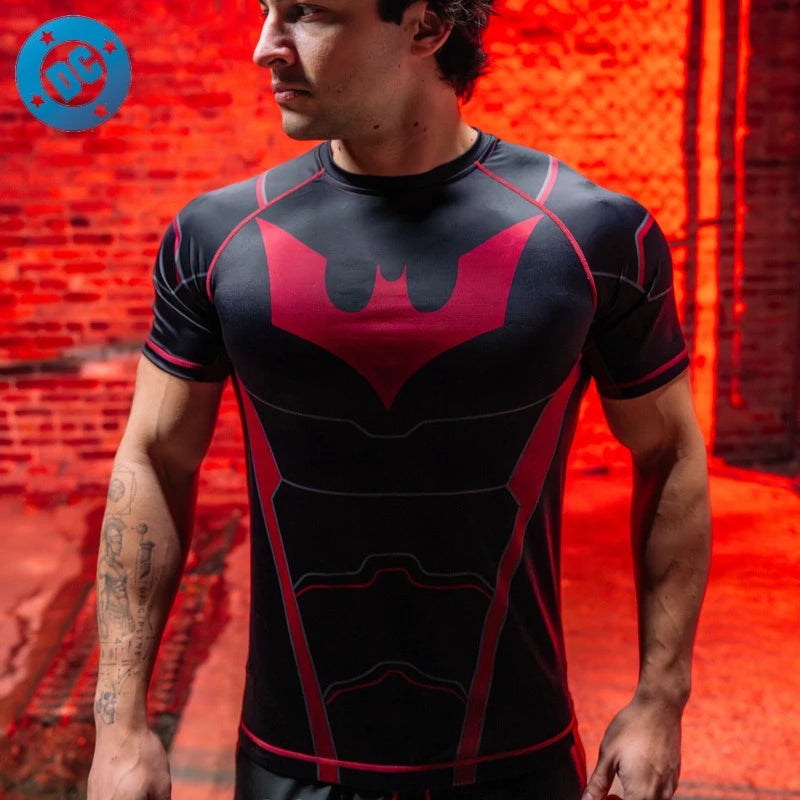 2026 DC New Batman Beyond Muscle Sports Short Sleeve Men's MMA Series Fitness T-shirt Top Breathable and Quick-Dry Design